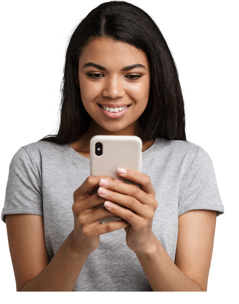 A lady with are phone